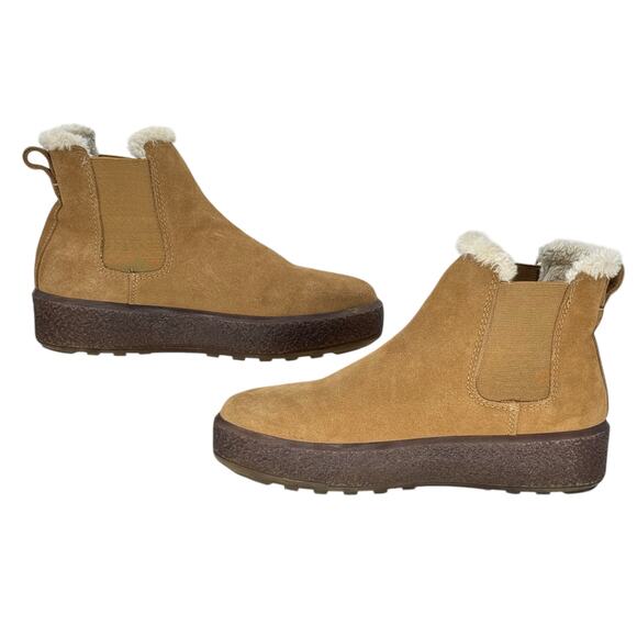 Madewell The Toasty Chelsea Boot Women's 8 Faux Shearling Pull On Brown Chunky - Picture 4 of 10